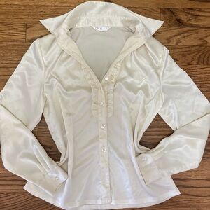 vintage cream ruffle blouse